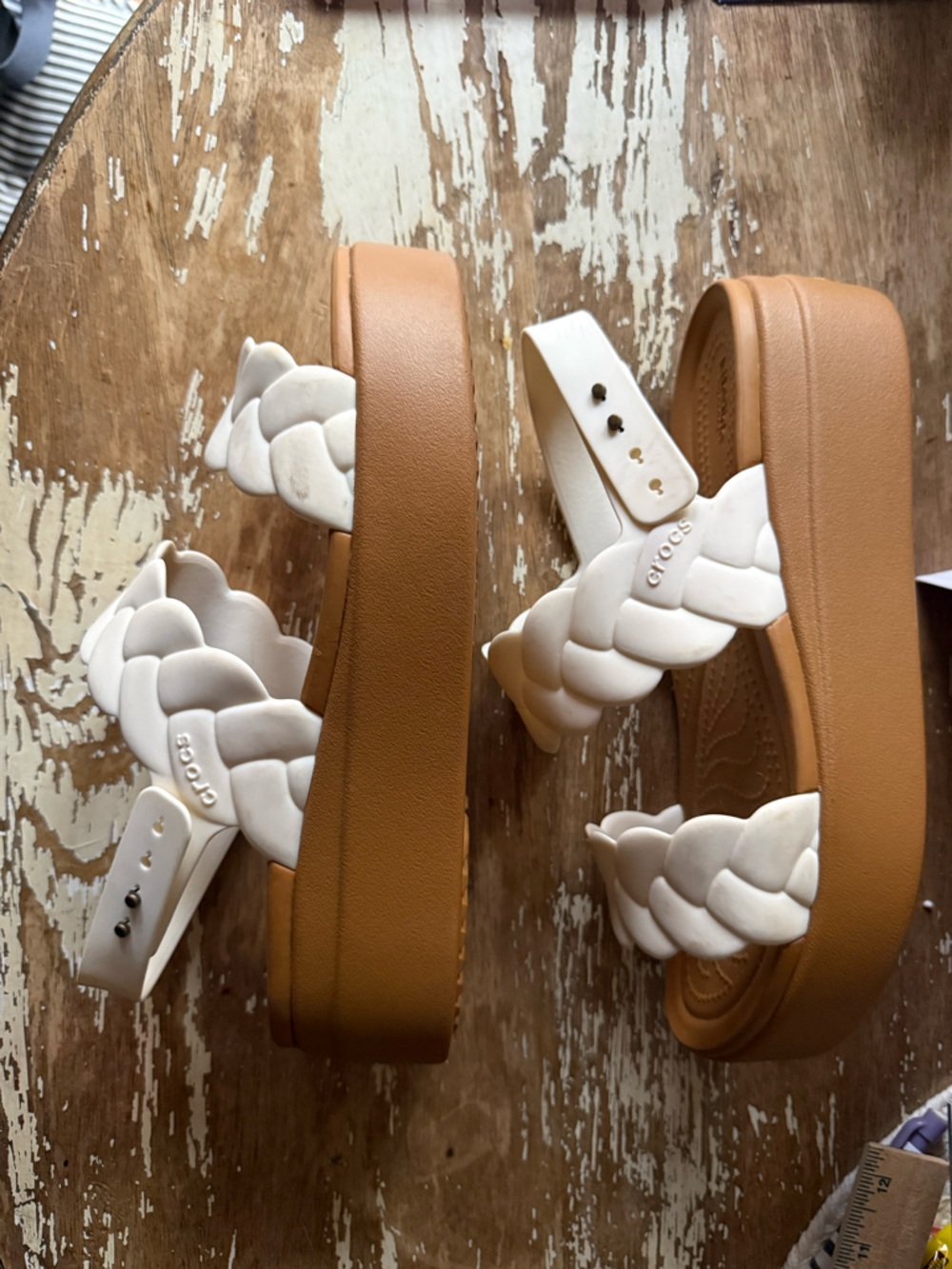 Crocs Women’s White Braided Strap Slingback Sandals - Picture 7 of 7
